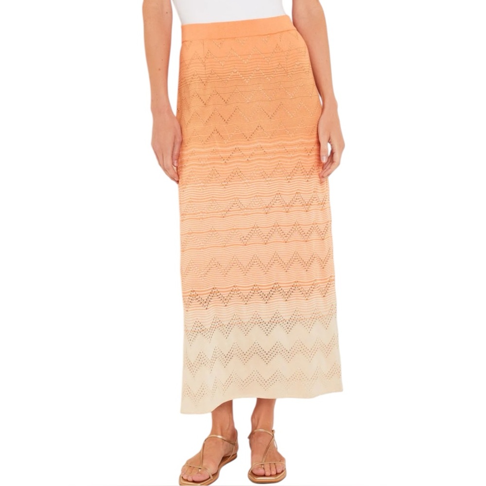 NEW MISOOK Midi Straight Skirt - Ombre Pointelle Soft Knit Size Large